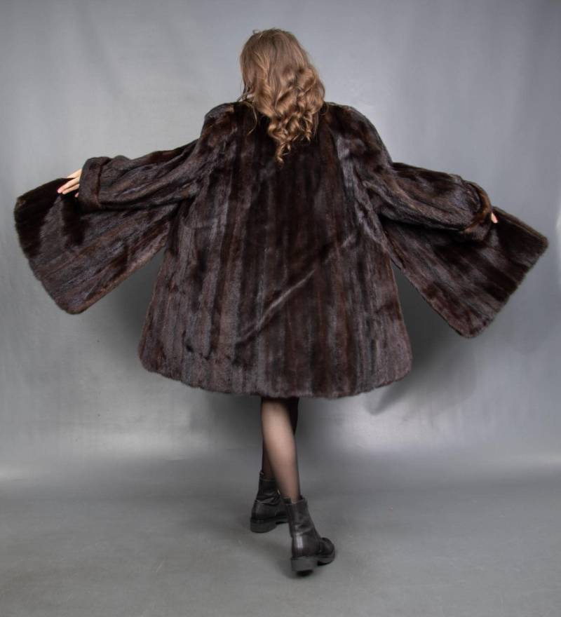 15810 Bezaubernder Echt Nerz Mantel Luxus Jacke Swinger Wunderschöner Pelz Look Größe Xl von DilartPlus