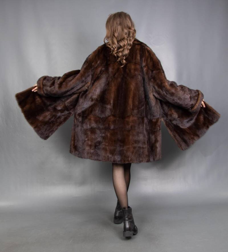 15823 Edler Echt Nerz Mantel Luxus Jacke Swinger Wunderschöner Look Pelz Größe 4xl von DilartPlus