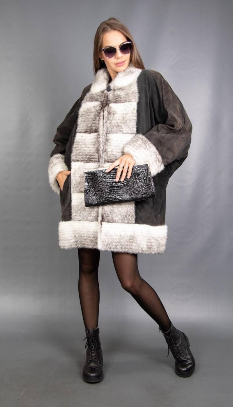 15878 Glamouröse Echt Schwarz Kreuz Nerz Mantel Luxus Pelz Jacke Wunderschöne Optik Gr. 2xl 15878 Glamouröse Echt Schwarz Kreuz Nerz Mantel Luxus Pelz Jacke Wunderschöne Optik Gr. 2xl von DilartPlus