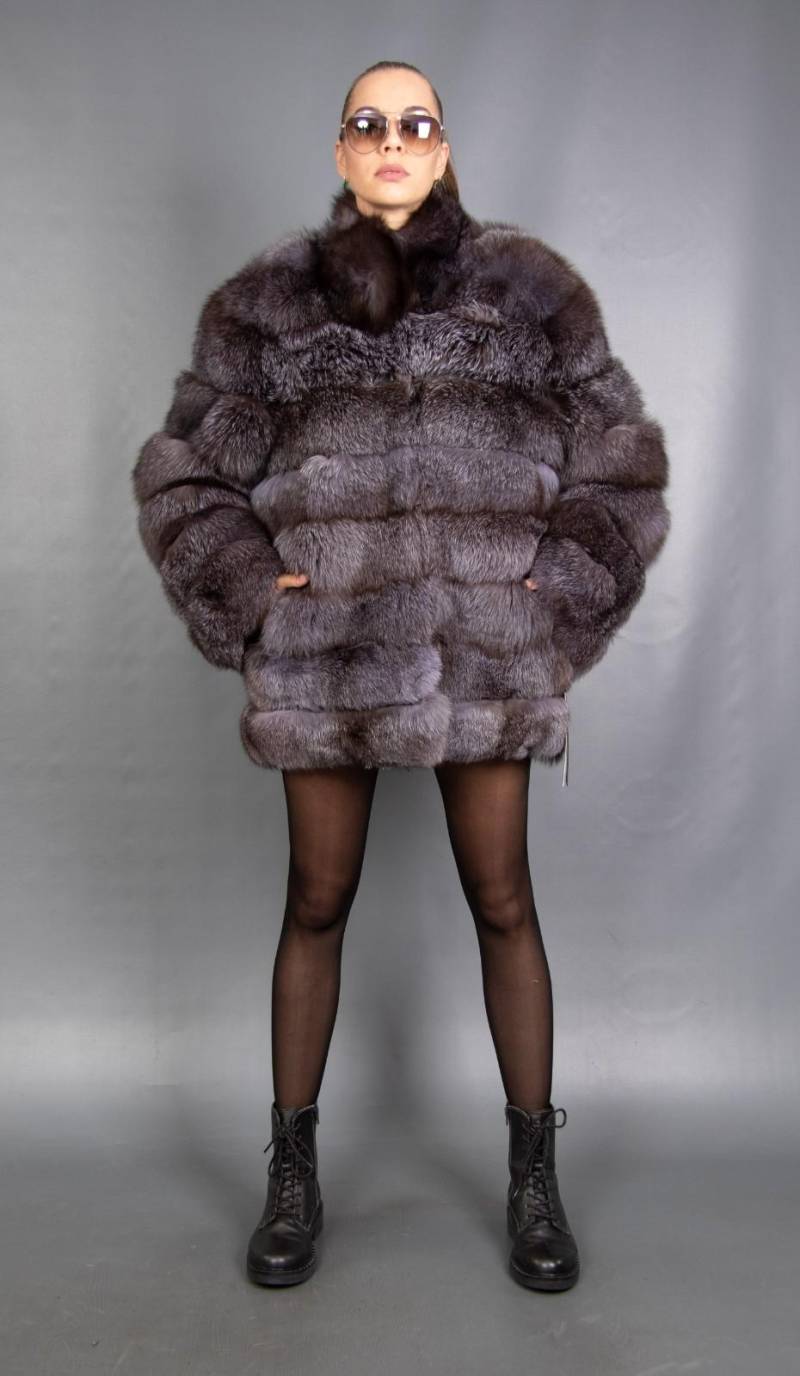 15929 Neue Herren Echt Silber Fuchs Saga Pelze Mantel Luxus Pelzjacke Größe M von DilartPlus