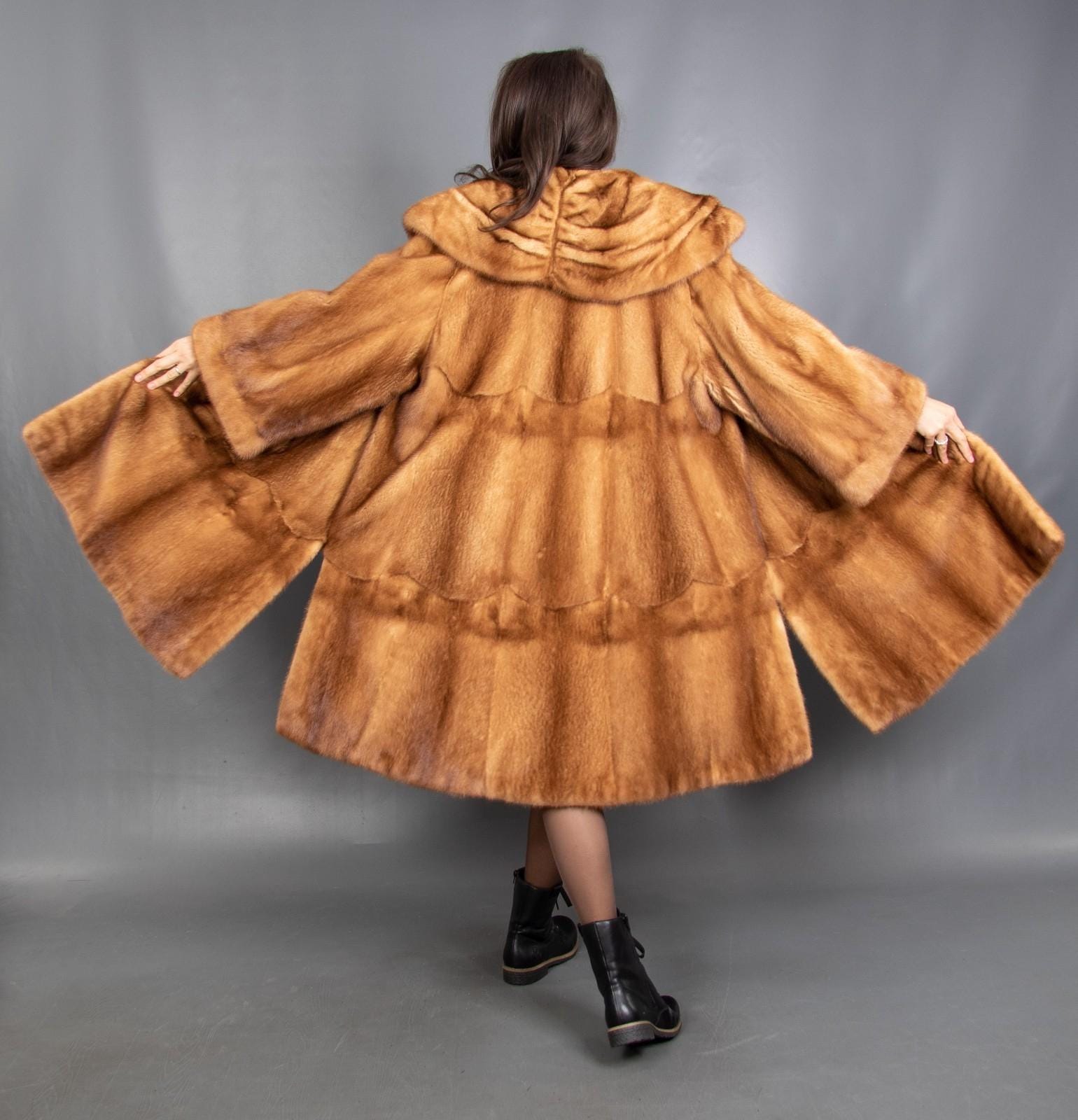 16291 Traumhafter Echt Goldener Nerz Mantel Pelz Swinger Wunderschöner Größe 3xl von DilartPlus