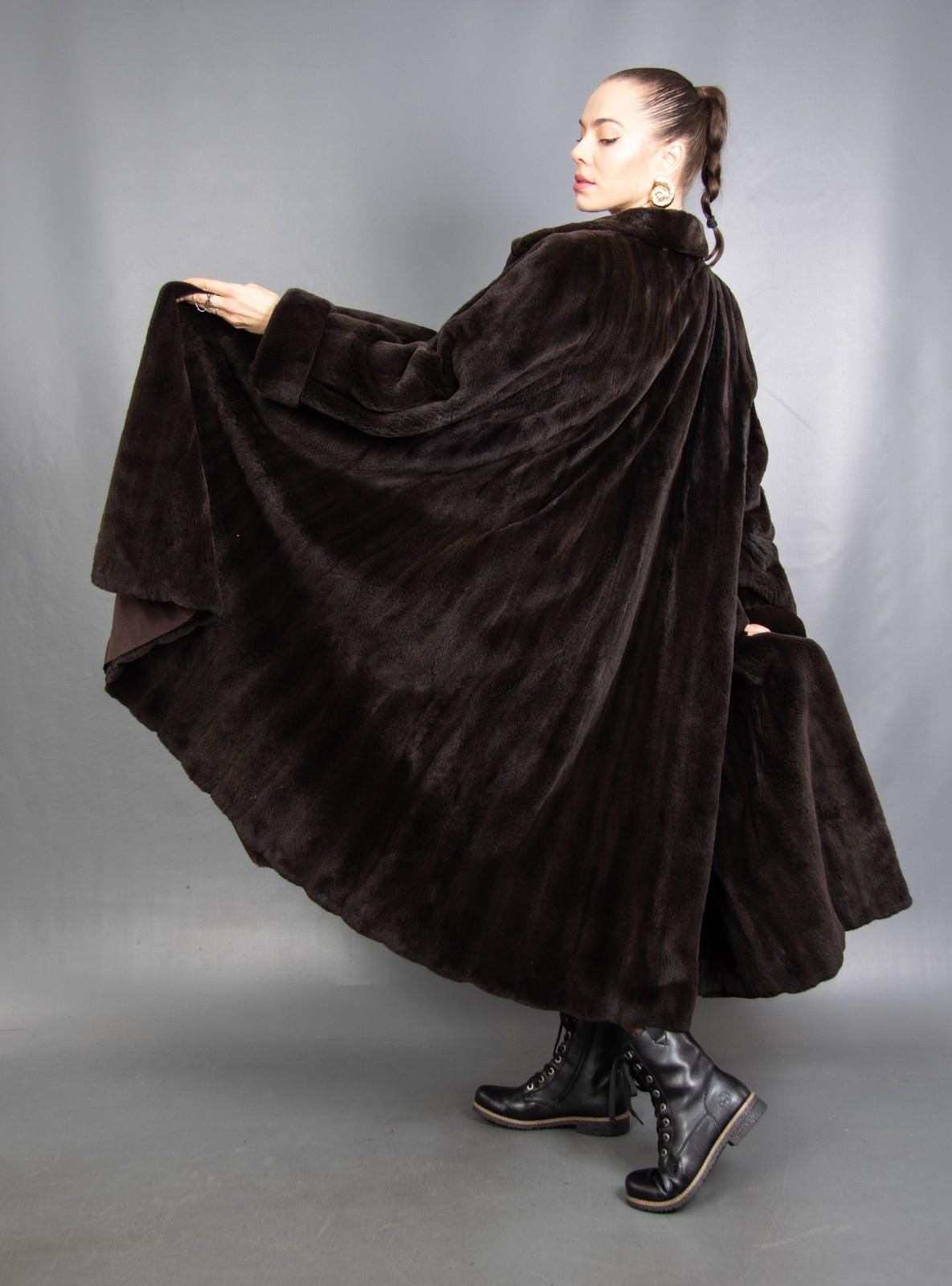 16357 Wunderschöner Geschorener Saga Superb Nerz Mantel Luxus Pelz Schöne Optik Größe Xl von DilartPlus