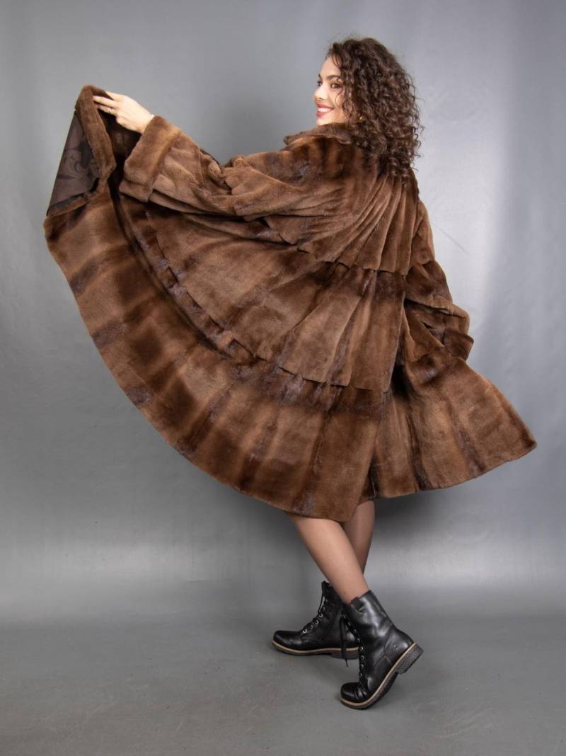 16417 Wunderschöne Echt Geschorene Nerz Mantel Luxus Pelz Jacke Swinger Wunderschöner Größe Xl von DilartPlus