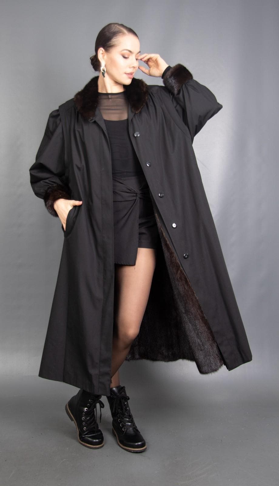 16503 Neu Glamouröse Echt Nerz Mantel Luxus Pelz Jacke Größe Xl von DilartPlus