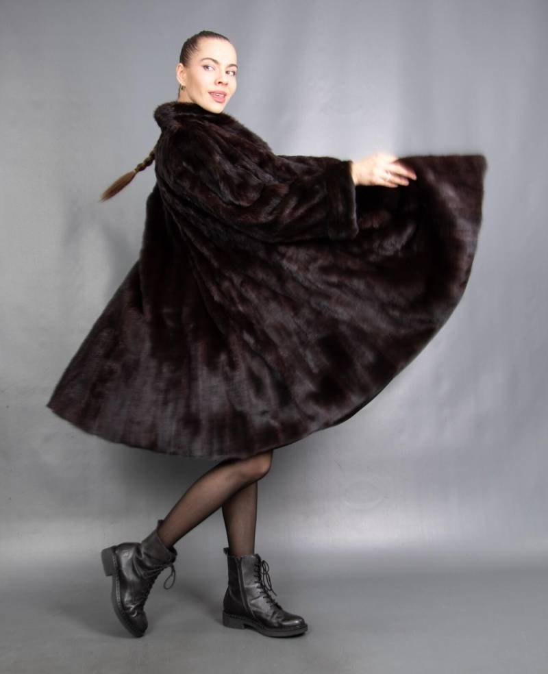 6698 Wunderschöne Echt Nerz Mantel Luxus Jacke Swinger Schöner Look Pelz Gr M von DilartPlus