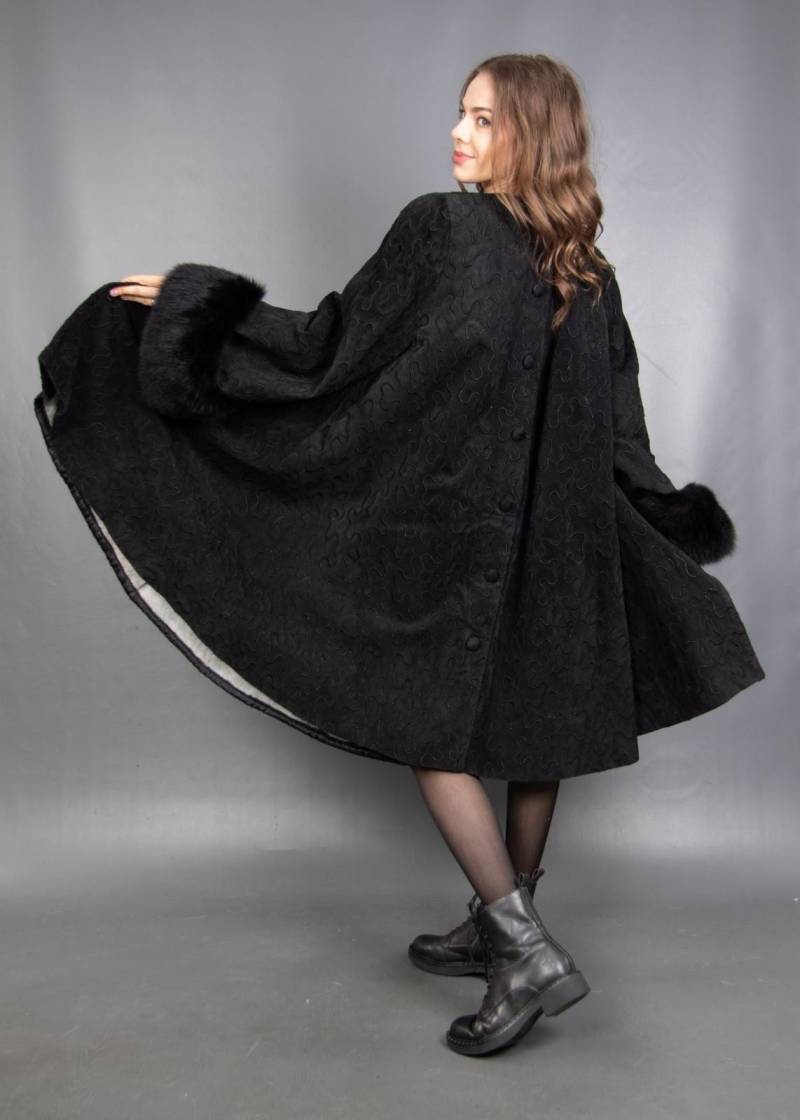 6835 Wunderschöne Echt Leder Mantel Luxus Pelz Jacke Swinger Fuchs Style Größe Xl von DilartPlus