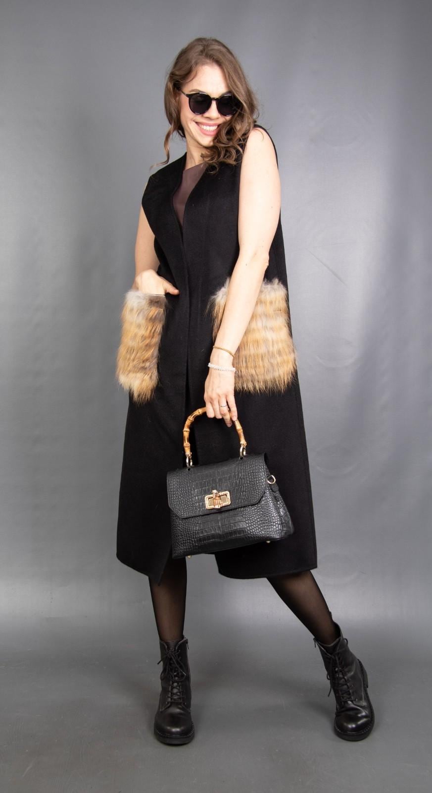 6973 Neu Glamouröser Woll Kaschmir Mantel Mit Echten Rotfuchs Pelzweste Schöner Pelz Gr. S von DilartPlus