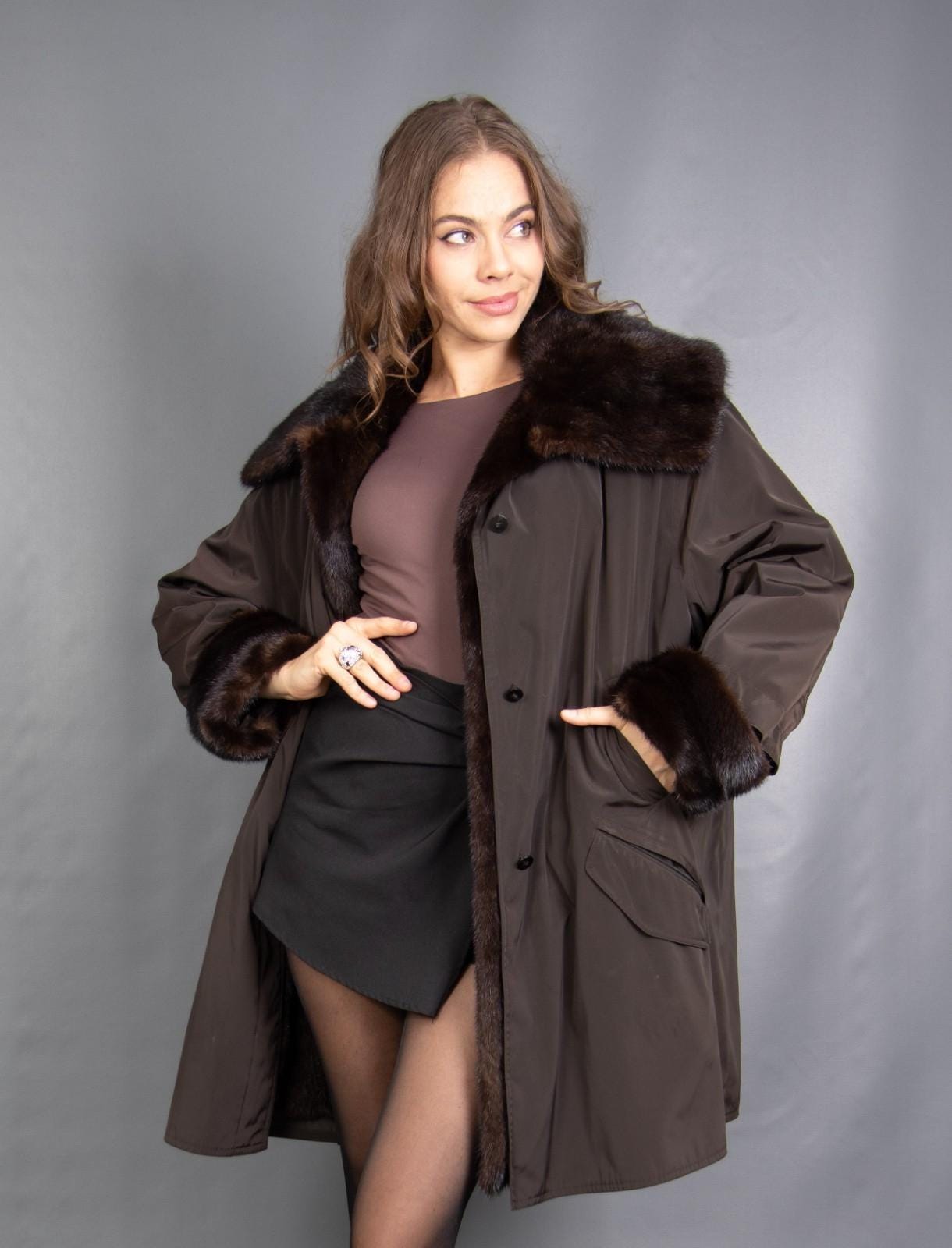 7095 Wunderschöne Echt Geschorener Nerz Mantel Luxus Pelz Jacke Wunderschöner Größe 4xl von DilartPlus