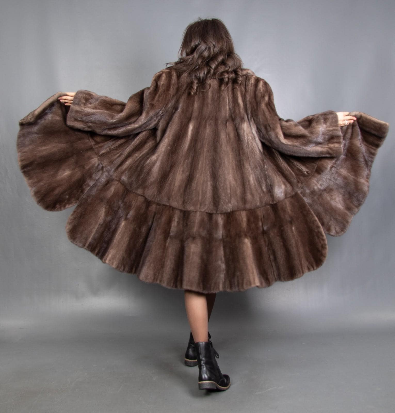 7293 Bezaubernde Echt Grau Nerz Mantel Luxus Pelz Jacke Swinger Schöner Look Gr M von DilartPlus