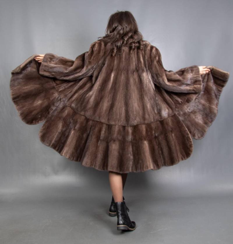 7293 Bezaubernde Echt Grau Nerz Mantel Luxus Pelz Jacke Swinger Schöner Look Gr M von DilartPlus