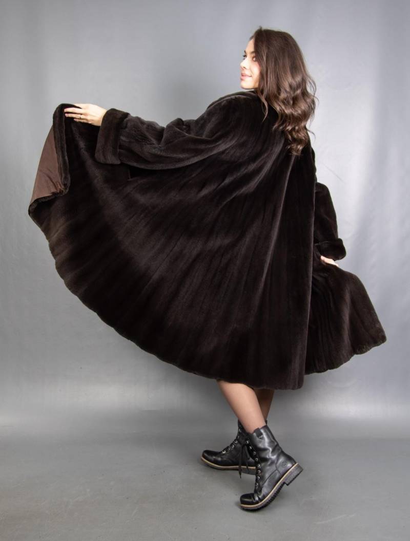 7420 Bezaubernder Echt Geschorener Nerz Mantel Luxus Pelz Jacke Swinger Gr. L von DilartPlus