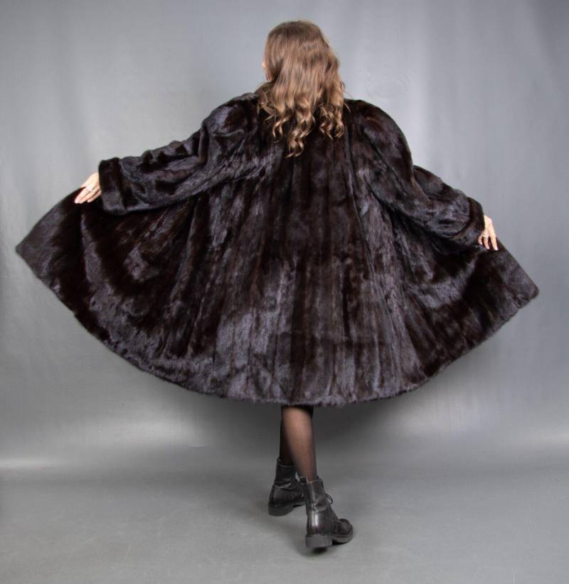 Edler Echt Nerz Saga Mantel Luxus Pelz Swinger Gr. Xl von DilartPlus