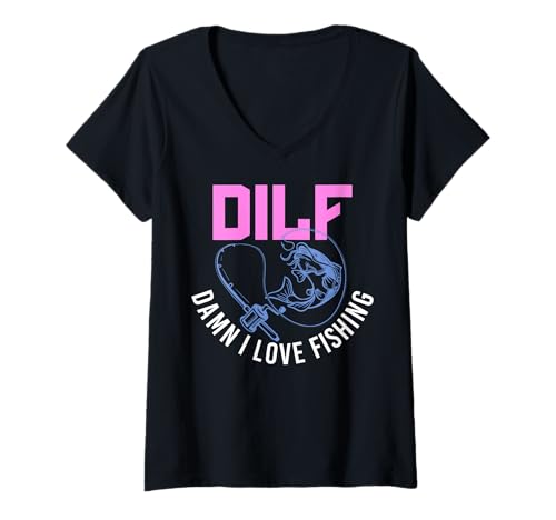 Damen Lustige Sprüche DILF T-Shirt mit V-Ausschnitt Damen Lustige Sprüche DILF T-Shirt mit V-Ausschnitt von Dilf Gifts and Apparel & Accessories