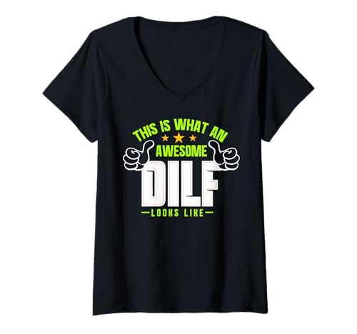Damen Lustige Sprüche DILF T-Shirt mit V-Ausschnitt Damen Lustige Sprüche DILF T-Shirt mit V-Ausschnitt von Dilf Gifts and Apparel & Accessories