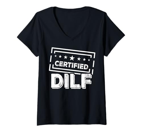 Damen Lustige Sprüche DILF T-Shirt mit V-Ausschnitt Damen Lustige Sprüche DILF T-Shirt mit V-Ausschnitt von Dilf Gifts and Apparel & Accessories