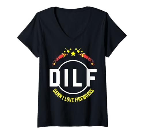 Damen Lustige Sprüche DILF T-Shirt mit V-Ausschnitt Damen Lustige Sprüche DILF T-Shirt mit V-Ausschnitt von Dilf Gifts and Apparel & Accessories