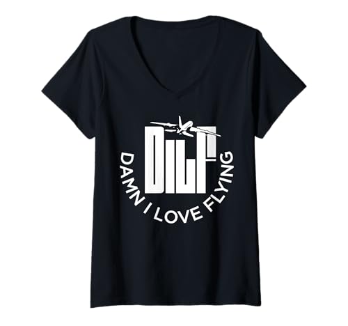 Damen Lustige Sprüche DILF T-Shirt mit V-Ausschnitt von Dilf Gifts and Apparel & Accessories