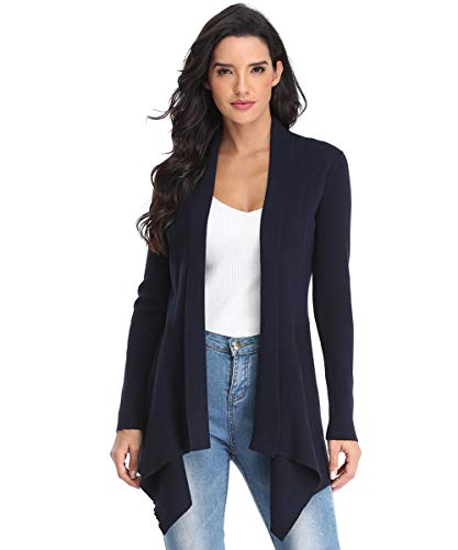 Dilgul Cardigan Damen Strickjacke Langarm Strickmantel Lang Pullover Open Front Unregelmäßiger Saum von Dilgul