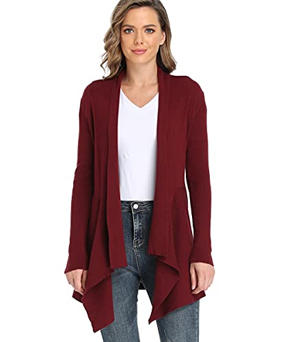 Dilgul Cardigan Damen Strickjacke Langarm Strickmantel Lang Pullover Open Front Unregelmäßiger Saum von Dilgul