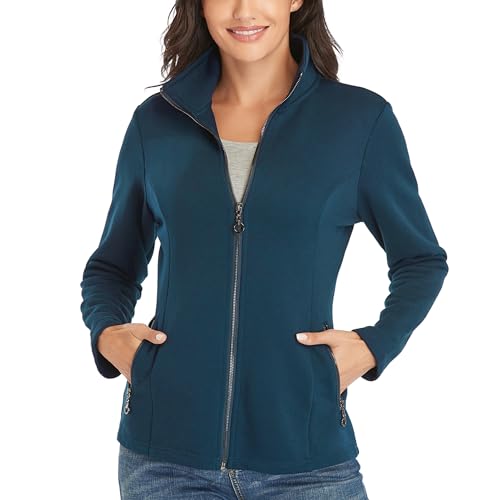 Dilgul Damen Sweatjacke mit Stehkragen Reißverschluss Freizeitjacke Langarm Leichte Jacke von Dilgul