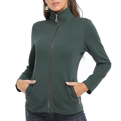 Dilgul Damen Sweatjacke mit Stehkragen Reißverschluss Freizeitjacke Langarm Leichte Jacke von Dilgul