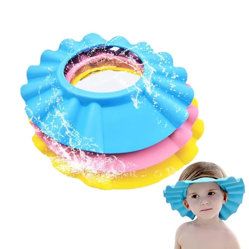 3 stück Duschhaube Kinder Duschen, Silikon Duschhaube Kinder, Einstellbare Baby Duschhaube, Baby Shampoo Schutz, Baby Shampoo Kappe Haare Waschen für Babys und Kinder- Babysicherung Steckdose von Dilireba