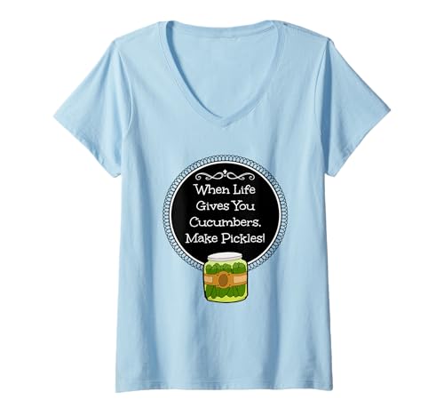 Damen When Life Gives You Gurken Make Pickles Inspiratinal T-Shirt mit V-Ausschnitt Damen When Life Gives You Gurken Make Pickles Inspiratinal T-Shirt mit V-Ausschnitt von Dill Pickle Gifts by C&D Designs