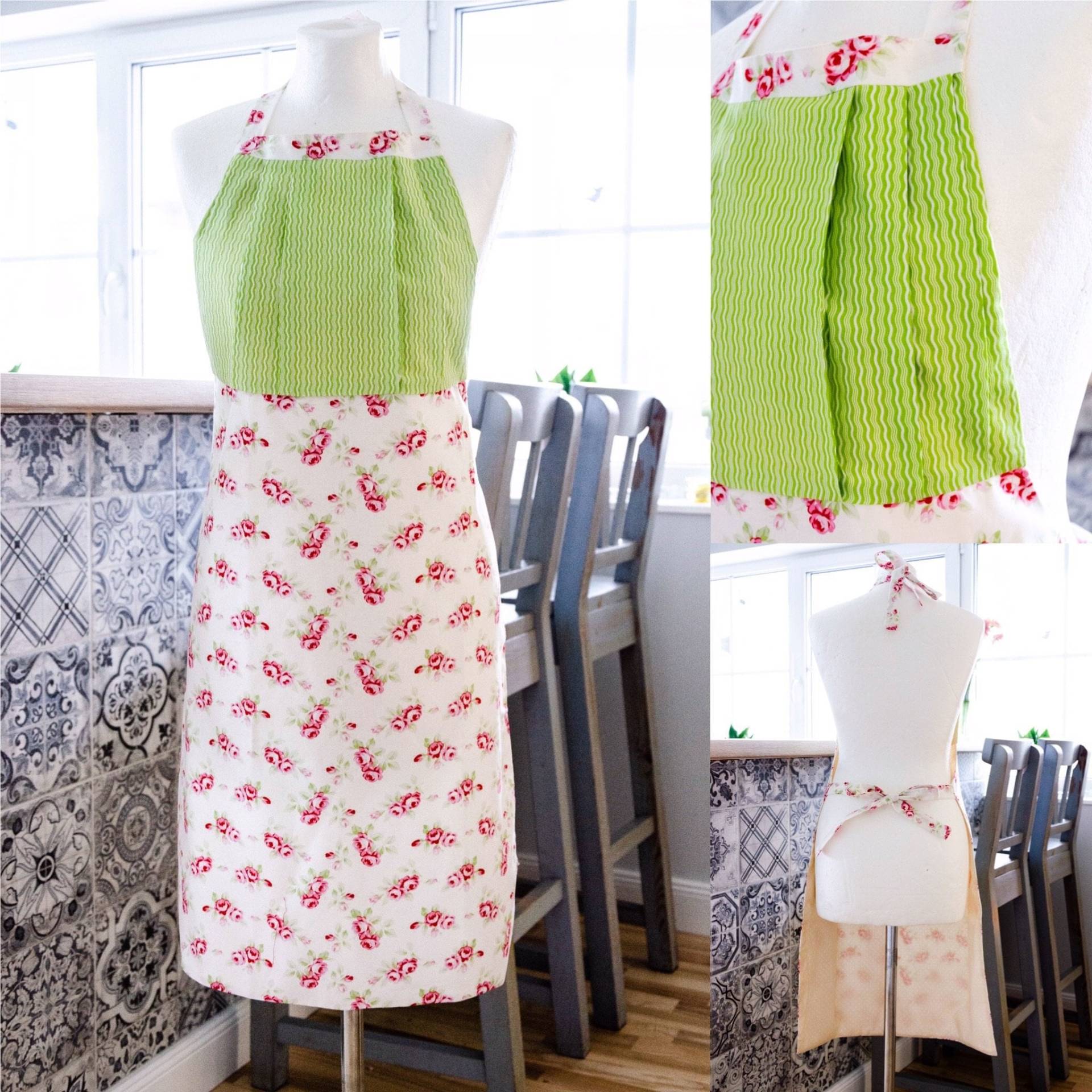 Floral Volle Schürze Für Frau Mit Rose Muster, Küche, Geschenk Brautjungfer, Brautschürze, Braut von Dillhandmade