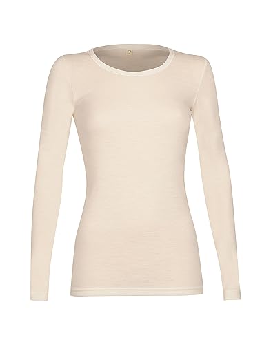 Dilling Merino Langarmshirt für Damen - Extra Feine Unterwäsche aus 100% Bio Merinowolle Natur 36 von Dilling