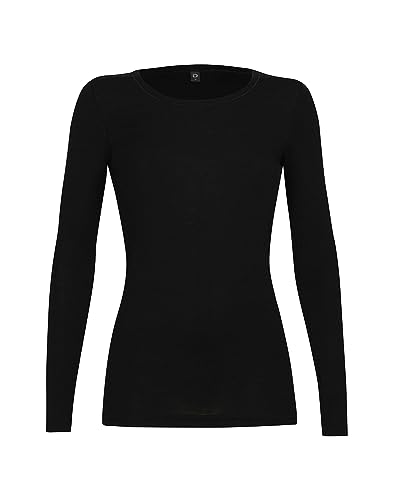 Dilling Merino Langarmshirt für Damen - Extra Feine Unterwäsche aus 100% Bio Merinowolle Schwarz 36 von Dilling