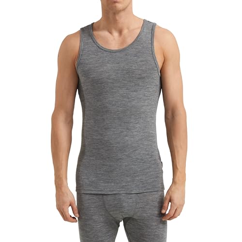 Dilling Merino Unterhemd Herren - Tank Top 100% Bio Wolle Grau XL von Dilling