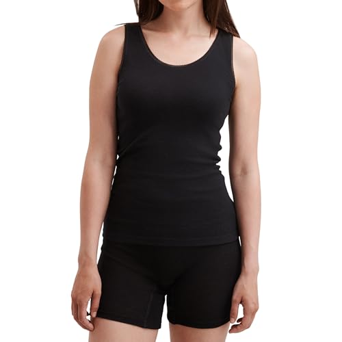 Dilling Damen Merino Wolle Tanktop Schwarz 46 – Unterhemd Aus 100% Bio Merinowolle – Atmungsaktives Trägershirt Ohne Superwash – Nachhaltige Damen Unterwäsche von Dilling