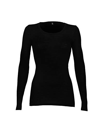 Dilling Rippshirt für Damen aus 100% Bio-Merinowolle Schwarz 40 von Dilling