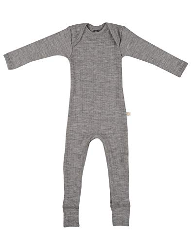 Dilling Baby Body in breitem Ripp aus 100% BIO-Merinowolle Graumeliert 74 von Dilling