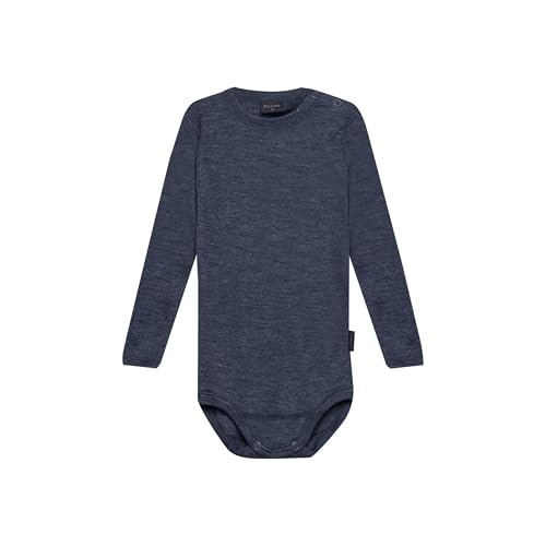 Dilling Baby Body mit langen Ärmeln aus Bio Wolle & Seide Blau meliert 62 von Dilling