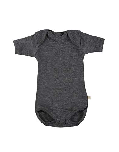 Dilling Baby Kurzarm Body aus 100% BIO-Merinowolle Dunkelgrau meliert 62 von Dilling