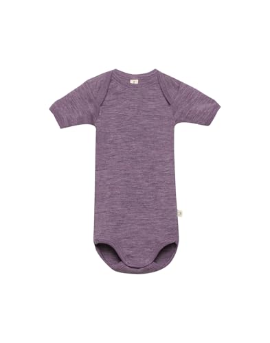 Dilling Kurzarmbody aus Merinowolle für Babys - Melierter Flieder 74 von Dilling