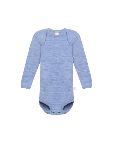 Dilling Langarmbody aus Merinowolle für Babys - Lichtblau Melange 80 von Dilling
