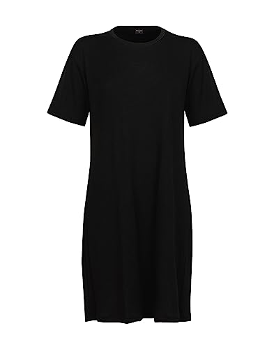 Dilling Damen Kleid aus Merinowolle/Seide mit kurzen Ärmeln Schwarz 40 von Dilling