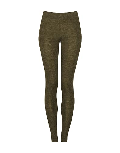 Dilling Damen Leggings aus Merinowolle Dunkelgrün meliert 34 von Dilling