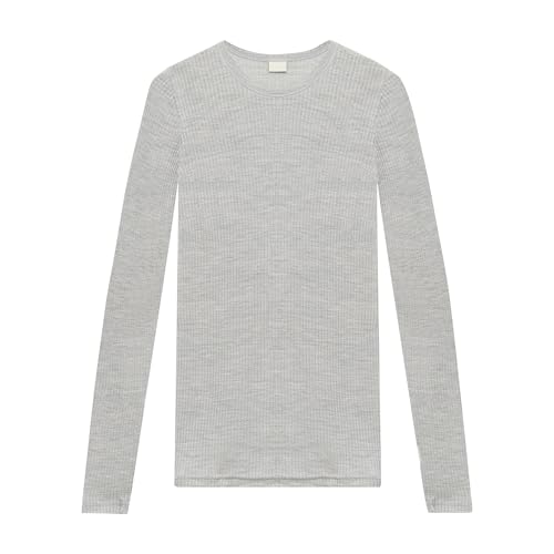 Dilling Damen Oberteil aus Merinowolle Hellgrau meliert 38 von Dilling