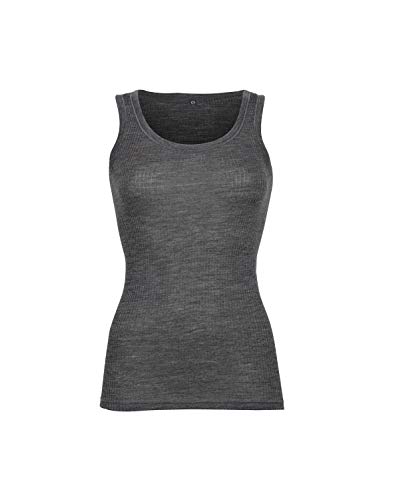 Dilling Damen RIPP Top aus 100% Bio-Merinowolle Dunkelgrau meliert 42 von Dilling