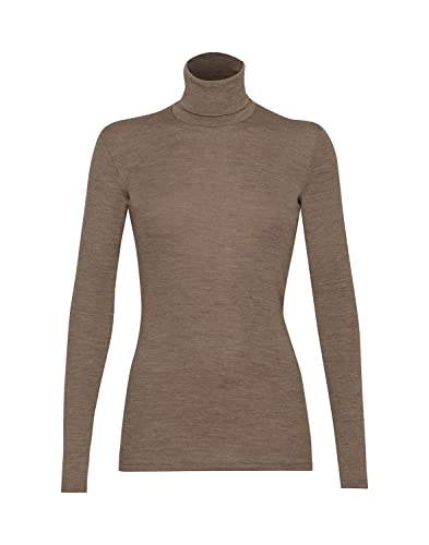 Dilling Damen Rollkragenshirt aus Merinowolle Braun meliert 36 von Dilling
