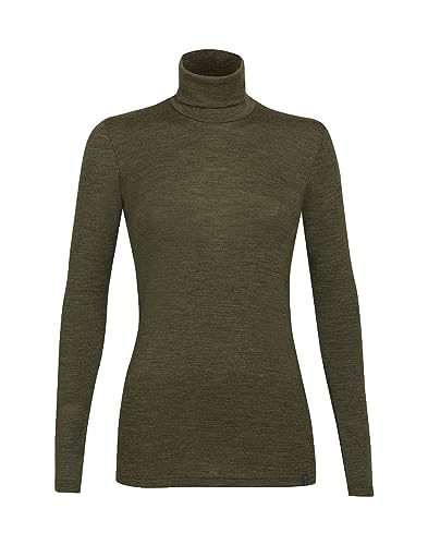 Dilling Damen Rollkragenshirt aus Merinowolle Dunkelgrün meliert 38 von Dilling