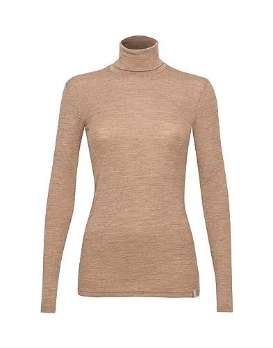 Dilling Damen Rollkragenshirt aus Merinowolle Karamell meliert 36 von Dilling