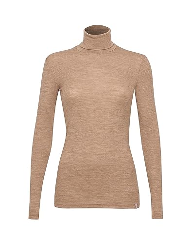 Dilling Damen Rollkragenshirt aus Merinowolle Karamell meliert 44 von Dilling