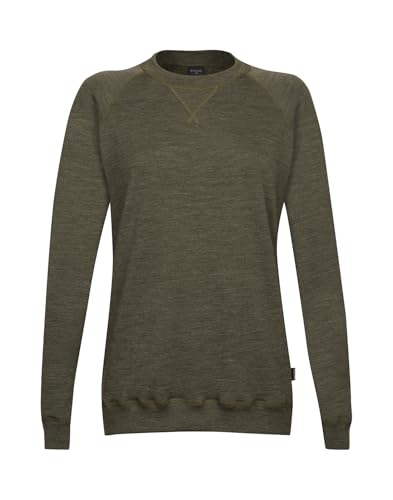 Dilling Sweatshirt aus natürlicher Merinowolle für Damen - Dunkelgrün meliert 38 von Dilling