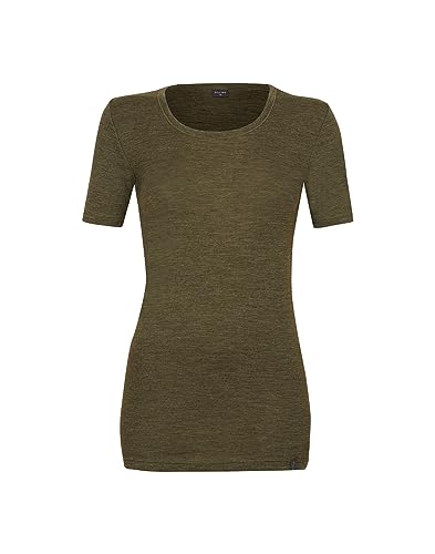 Dilling Damen T-Shirt aus Merinowolle Dunkelgrün meliert 44 von Dilling