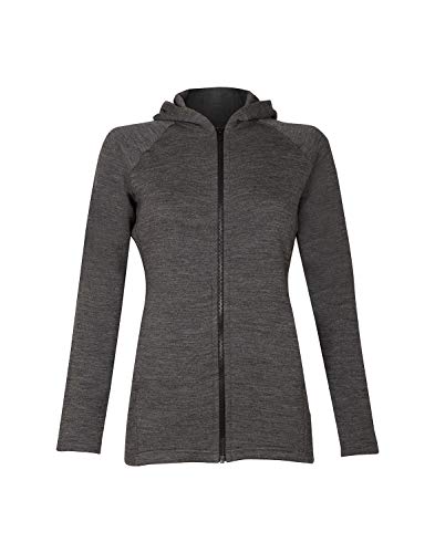 Dilling Frottee Kapuzenjacke für Damen aus 100% Bio-Merinowolle Dunkelgrau Melange 40 von Dilling