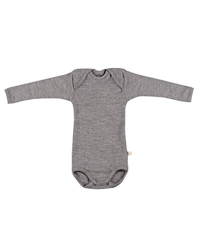 Dilling Gerippter Baby Body aus 100% BIO-Merinowolle Graumeliert 74 von Dilling